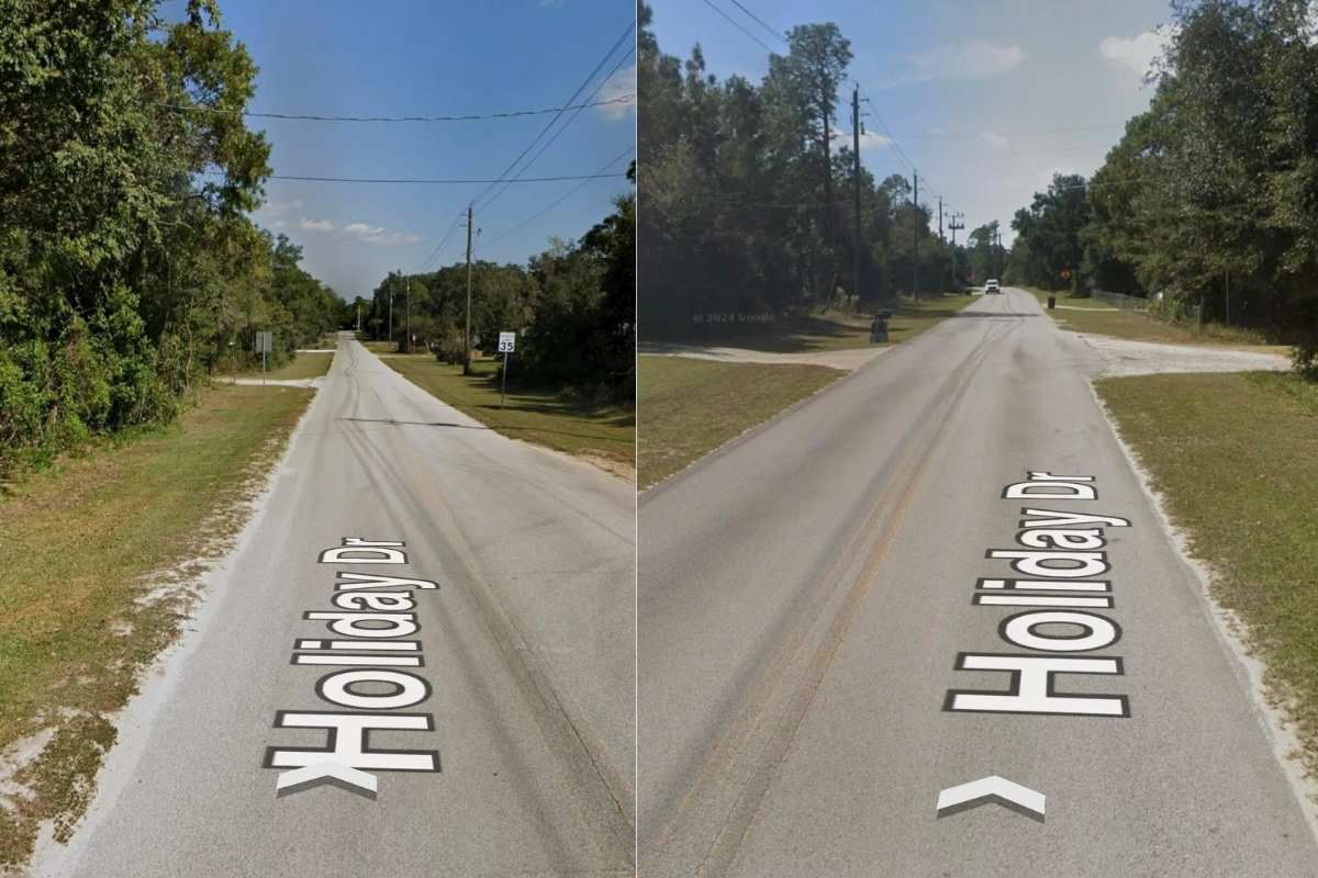 Lot outline and road access for land on Holiday Drive in Interlachen FL